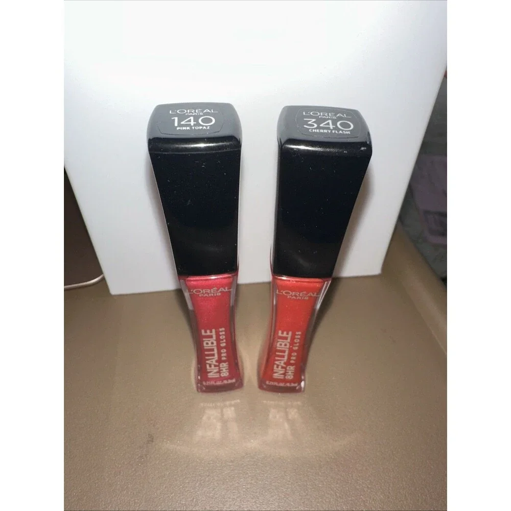 L'Oreal Infallible 8 HR Pro Gloss Set: 340 Cherry Flash & 140 Pink Topaz 🩷❤️